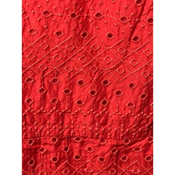 Old Navy Coral Orange Eyelet Mini Dress 3X Pockets Adj Straps Lined Embroidered - Picture 10 of 16